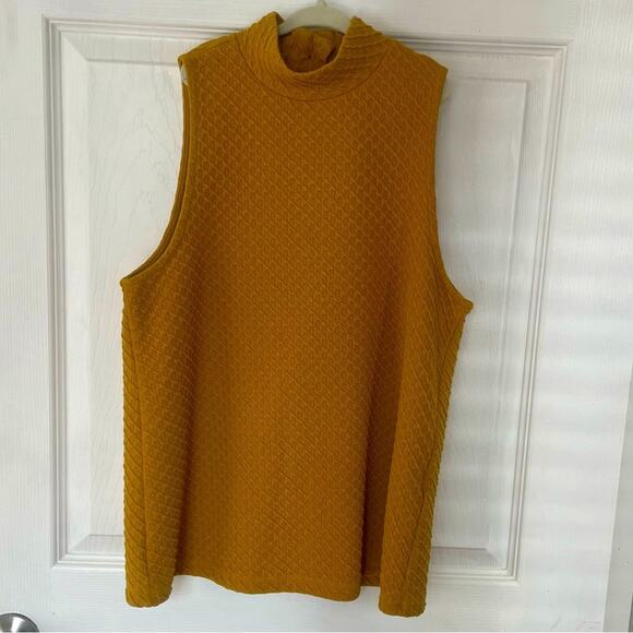 Anthropologie Mustard Yellow Textured Sleeveless Blouse - Picture 2 of 5